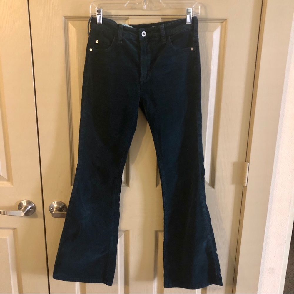 Navy colored high rise bootcut corduroy pants